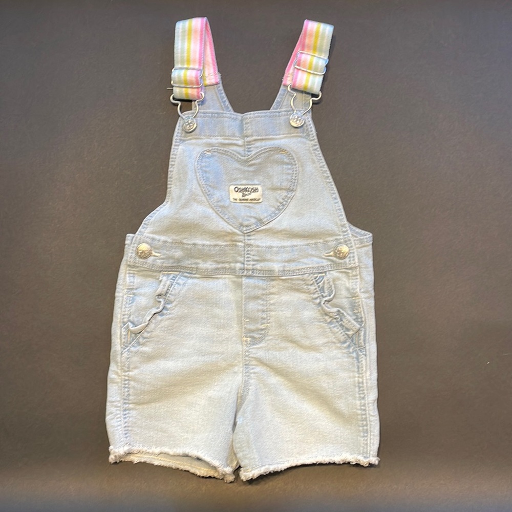 Denim Shortalls with rainbow straps